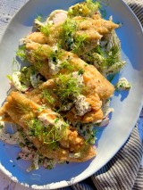 Pan Fried Trout with Shredded Vegetable Slaw