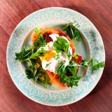 Poached Eggs with Fried Bread and Herbs