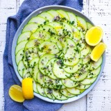 Zucchini Carpaccio with Chive Blossoms