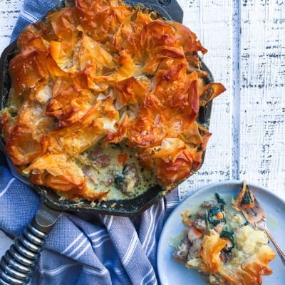 Chicken, Sweet Potato and Swiss Chard Phyllo Pot Pie