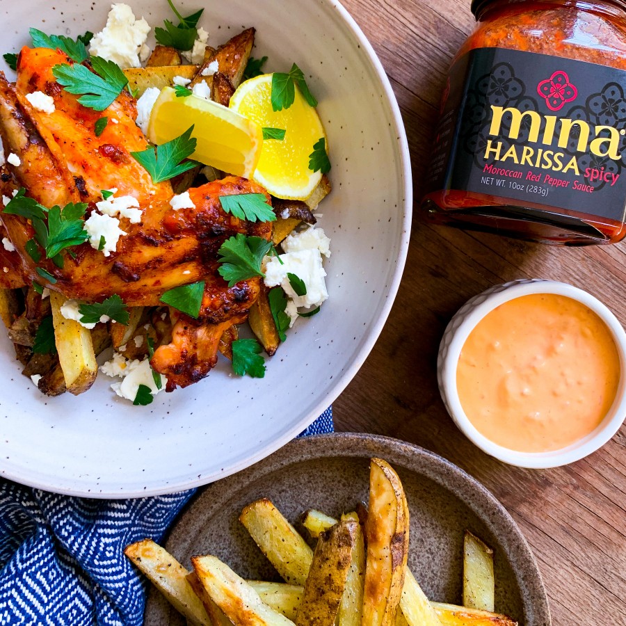 Harissa Spiced Roast Chicken with Oven Fries