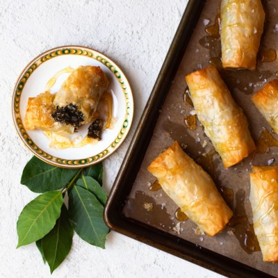 Kale, Swiss Chard and Feta Rolls