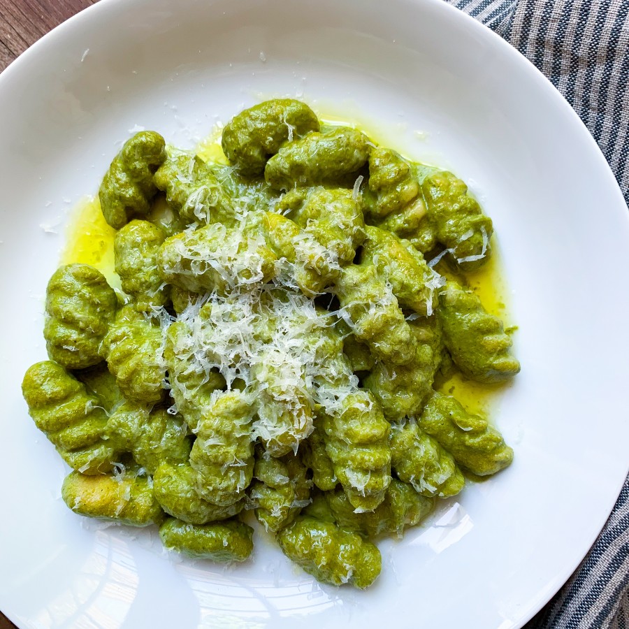 Homemade Hand-Cut Pasta with a Simple Pesto