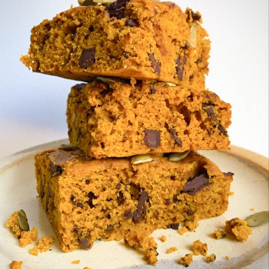 Dark Chocolate Chunk Pumpkin Bars