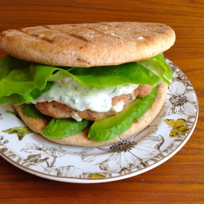 Grilled Turkey Burgers with Tzatziki and Feta