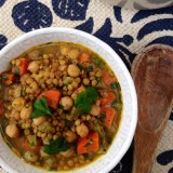 Lemony Green Lentil and Chickpea Soup