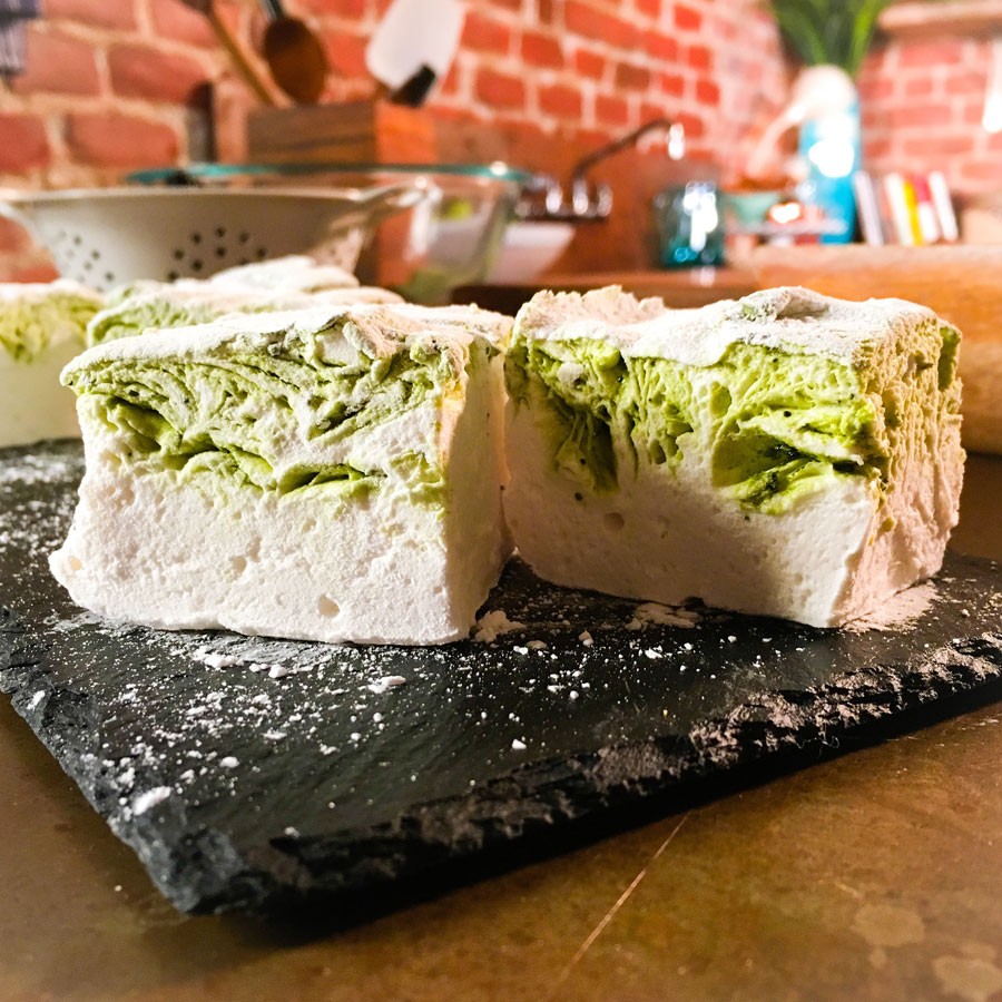 Vanilla and Matcha Swirl Marshmallows