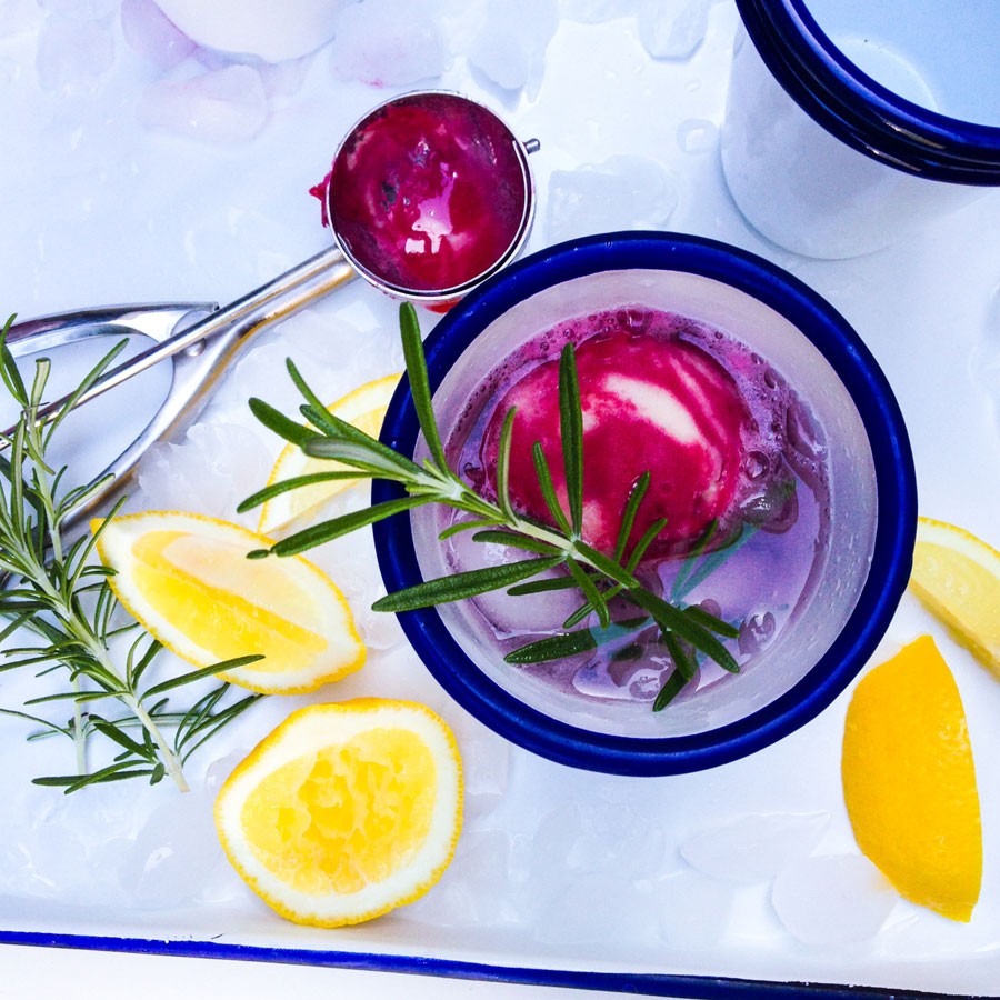 Pear and Hibiscus Sorbet Cocktails