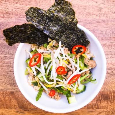 Brown Rice Bowl with Turkey, Cucumbers and Mint