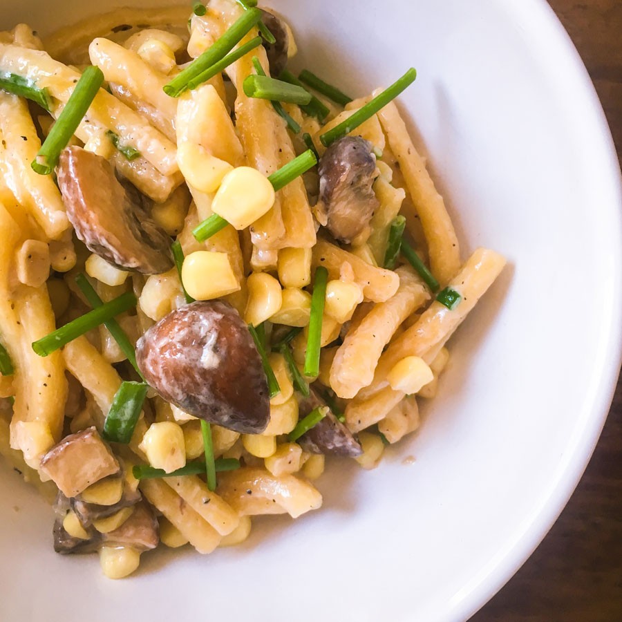 Mushroom and Sweet Corn Pasta with Truffle