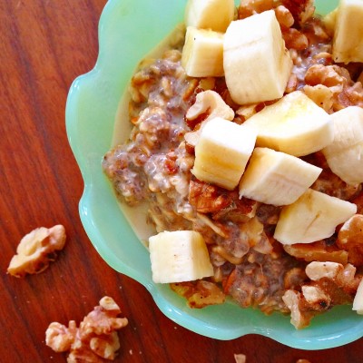 Overnight Banana and Walnut Oatmeal