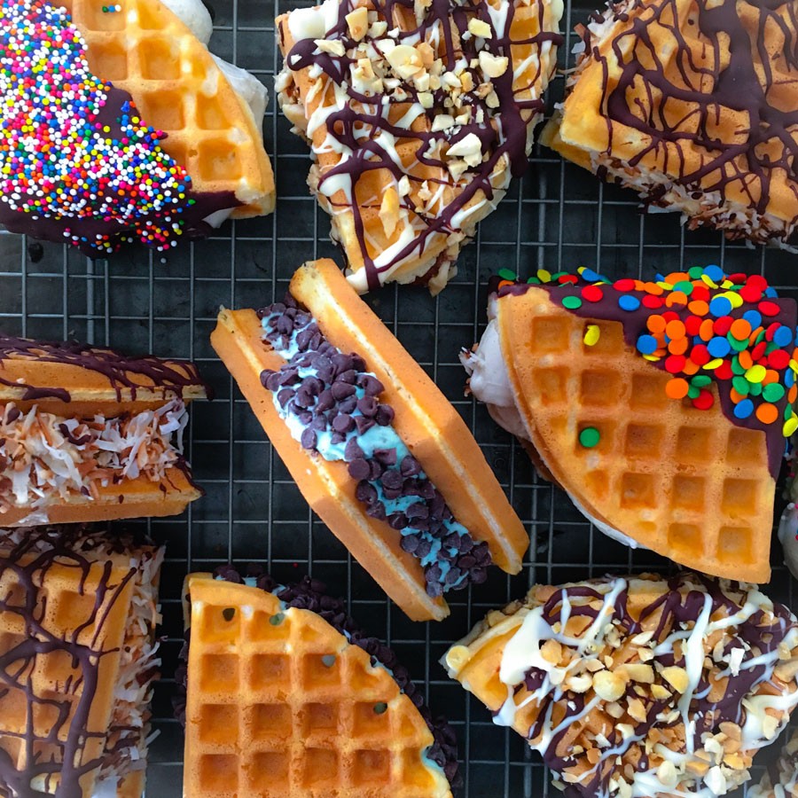 Ice Cream Waffle Sandwiches