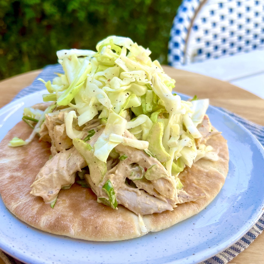 Spicy Harissa Chicken Wraps with Shredded Slaw