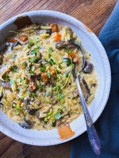 Creamy Mushroom and Orzo Soup