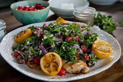 Grilled Chicken Paillard with Greek Salad