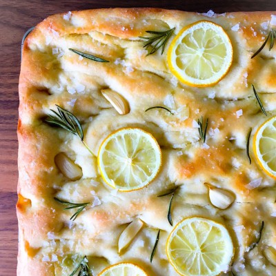 Meyer Lemon, Rosemary and Garlic Focaccia